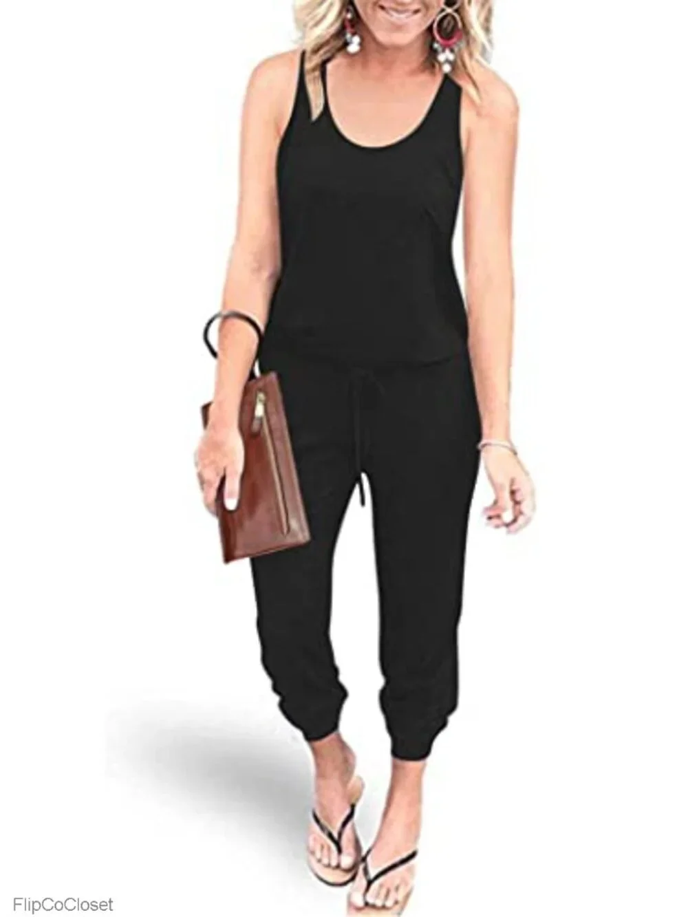 Sleeveless Loose Fit Jumpsuit with Pockets Summer Romper